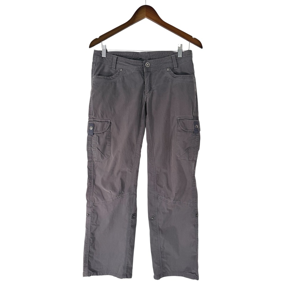 Kuhl Gray Cargo Hiking Pants Womens 6 Extra Short Roll Up Leg Articulated Knee